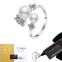 Bague tendance en argent sterling 925 avec perle d'eau douce de 5,5-6 mm et moissanite taille ronde de 0,2 ct, certifiée GRA, pour femme