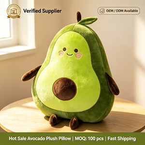 Peluche Avocat Kawaii, Coussin en Peluche Doux en Forme d'Avocat, Peluche Mignonne sur le Thème des Fruits avec Visage Souriant pour Cadeau d'Anniversaire pour Filles - Product Image 1