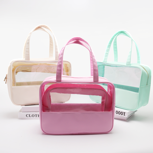 Bolsa de Maquillaje Transparente de PVC con Cierre y Logotipo Personalizado, Impermeable, Ecológica, de Gran Capacidad, Portátil, para Mujer, DIY - Product Image 1