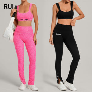 Conjunto de Sujetador Deportivo de Yoga Transpirable con Logotipo Personalizado RUIQUWIN, Leggings de Cintura Alta de Color Sólido, 2 Piezas, Ropa Deportiva sin Costuras - Product Image 1