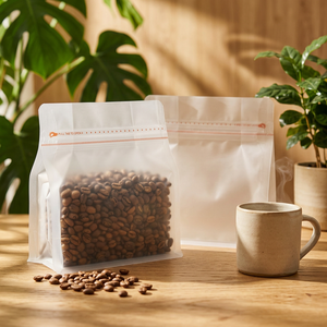 50 sacs à café avec valve, sacs à fond plat écologiques, résistants aux odeurs, de haute qualité, refermables, anti-odeurs, directement de l'usine - Product Image 5