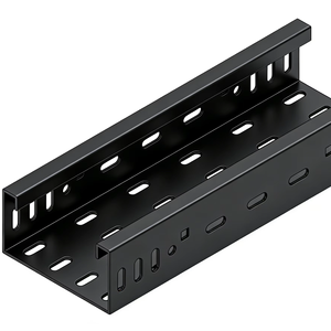 Vente directe d'usine chinoise, chemin de câbles perforé en acier noir peint par pulvérisation, pour la construction, 200 * 60 mm - Product Image 1