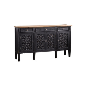 Mueble de Entrada de Madera Maciza Vintage A2978, Mueble de Salón con 4 Puertas y Paneles Tallados - Product Image 5