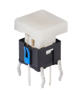 Interrupteur Tactile LED en Laiton, Bouton Poussoir Momentané Illuminé, Série 6x6mm, Capuchon Carré Bleu, IP33, 3A, 30VDC, Appareil Audio
