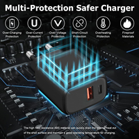 Chargeur mural GaN portable avec prise EU 20W à charge rapide, double port A+C, PD QC3.0, OEM ODM, logo personnalisé