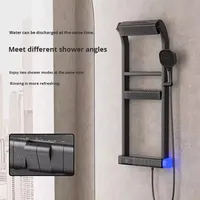 Ensemble douche moderne à 360 degrés avec LED affichage numérique vanne thermostatique en céramique noyau panneaux souples touches de piano salle de bain douche