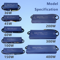 Fuente de Alimentación LED Impermeable de 5 Años de Duración, DC 12V/24V/48V 60W-500W, Voltaje Constante, Salida Única, Controlador de Luz de Inundación, Transformador IP67