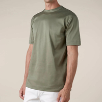 Camisetas de Algodón Mercerizado de Lujo en Oferta, Logotipo Personalizado, Cuello Redondo, Verano, Doble Mercerizado, Brillante, 100% Algodón, para Hombre