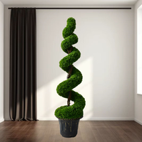 Vente en gros de décoration de jardin en plastique pour la maison, bonsaï en spirale, faux arbres topiaires artificiels d'extérieur