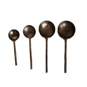 Ensemble de cuillères à mesurer en métal antique, 4 pièces, 5 ml, 10 ml, 15 ml, manche long, outils de cuisine, cuillère à mesurer durable - Product Image 1