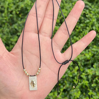 Collier Scapulaire Plaqué Or 18 carats avec Zirconium Cubique, Bijou Scapulaire, Collier Marie, Médaille Miraculeuse, Collier Scapulaire Catholique Religieux