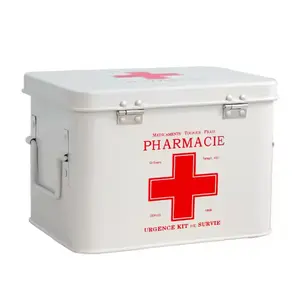Custodia metallica per uso domestico scatola medica Kit di pronto soccorso per la conservazione sicura dei farmaci