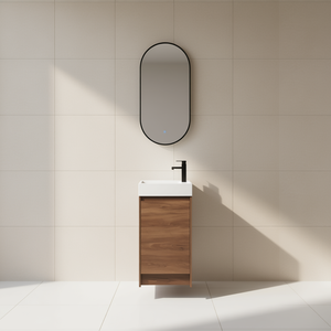 Mueble de Baño con Lavabo Individual de 18 Pulgadas, Color Marrón Ébano, Estilo Contemporáneo Moderno, con Espejo Incluido - Product Image 2