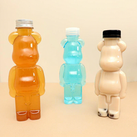 Bouteilles d'eau en plastique pour animaux de compagnie en forme d'ours mignonnes et transparentes, jetables, de 150 ml, 250 ml, 350 ml, 500 ml, pour boissons, jus, boissons