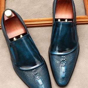 Chaussures habillées formelles pour hommes, italiennes, à couture norvégienne, à lacets carrés, en daim, faites à la main, brûlées, respirantes, légères - Product Image 1