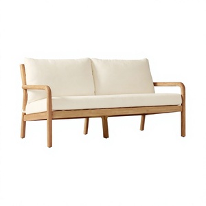 Sofá de jardín de teca para exteriores, muebles de madera resistentes a la intemperie, conjunto de jardín de 3 plazas, madera maciza - Product Image 2