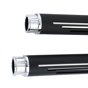 XF2906H22-03-B TCMT Double Tuyaux D'échappement de Silencieux Noir Bouclier Fit Pour Harley Dyna Fat Bob Glisser 10-17 - Product Image 4