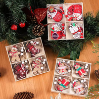 Ensemble de 4 ornements en plastique en forme de bonhomme en pain d'épices de dessin animé, décorations suspendues pour sapin de Noël, mini-breloques, cadeau