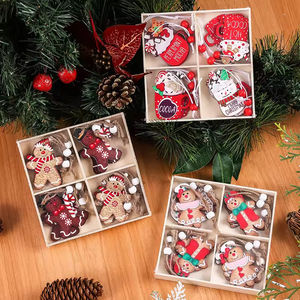 Ensemble de décorations de Noël <span class=keywords><strong>Mulan</strong></span> Modèle 3298, 4 compartiments, en plastique écologique, motif Bonhomme en pain d'épices, mini-breloques à suspendre pour sapin, cadeau - Product Image 4