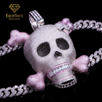 Oferta Exclusiva: Colgante de Calavera de Plata 925 con Moissanita, Personalizado, Estilo Hip Hop, para Hombre, Moda Urbana, Fotografía
