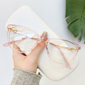 Gafas graduadas para mujer Monturas ópticas y lentes <span class=keywords><strong>Filtro</strong></span> de <span class=keywords><strong>luz</strong></span> <span class=keywords><strong>azul</strong></span> Bisagra de resorte Marrón TR90 Cateye Metal Gold Crystal 2025 - Product Image 3