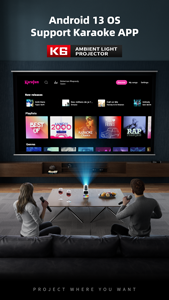 Proyector Inteligente con Enfoque Automático y Corrección Trapezoidal, Sistema Android 13, WiFi, para Teléfonos Inteligentes, Películas 4K, 3D, LCD 1080P, Karaoke, Luz de Neón RGB - Product Image 6