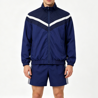 Ensemble de jogging coupe-vent personnalisé pour homme, 2 pièces, blocs de couleur, coupe-vent, résistant à l'eau, léger, respirant, décontracté, sportif