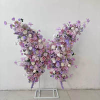 Decoración de Pared de Mariposas y Rosas de Seda Hechas a Mano, Panel de Fondo Romántico Rosa y Azul para Bodas, Reutilizable, Ecológico y Reciclable