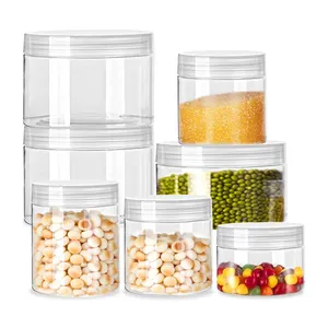 Plastic Storage Jars With Screw On Lids Refillable Pots Makeup Balm Container 100 150ml Clear PET Plastic Jars Pots Food Crafts