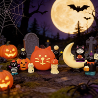 Veilleuse chat mignonne et apaisante, aimant de réfrigérateur, décoration d'Halloween, cadeau, mini veilleuse lune citrouille, objet de décoration de bureau quotidien