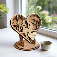 Décoration en bois 3D écologique personnalisée en forme de cœur – Panneau de table gravé avec le nom et la date du couple pour la Saint-Valentin