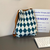 Große Kapazität Reise-Strickhandtasche Plissierte Tragetasche mit Kordelzug Erweiterbare Faltbare Damen-Schultertasche