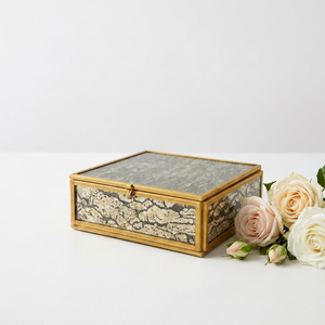 Manufacturers Latest Brass Framed Mercury Glass Organizer <b>Box</b> for <b>Storage</b> & Home Decoration - Product Image 1