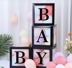 Nicro or lettres garçon et fille fête d'anniversaire sexe révéler blanc ballon boîtes <span class=keywords><strong>fond</strong></span> ornement bébé douche décorations - Product Image 2