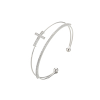 Bracelet manchette Hip Hop de luxe léger pour femme, avec croix simple ou double, classique et populaire, plaqué or 14K, idéal pour le carnaval