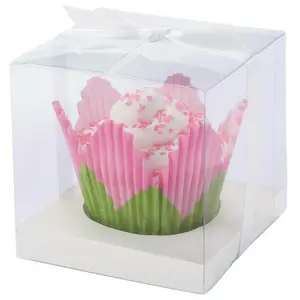 Kotak Cupcake, Kotak Kue Transparan PVC Bening dengan Kotak Hadiah