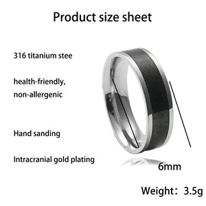 <b>Titanium</b> Steel <b>Ring</b> With Black Inlay Unisex Fashion Jewelry Gift 23023 - Product Image 4