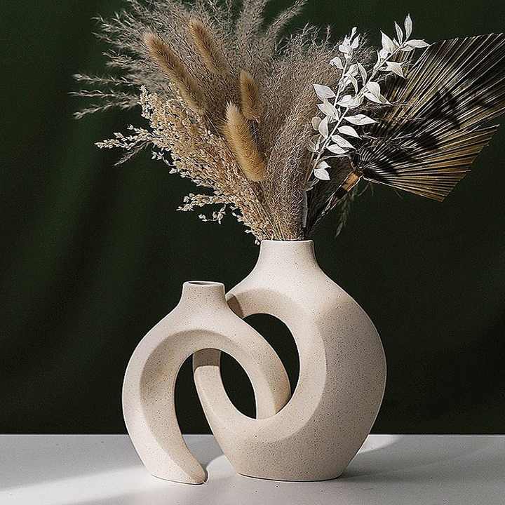 No Flowers Modern Scandinavian Style Ceramic Vase Creative Decorative ...
