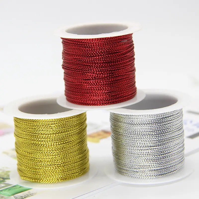 100m/roll 1mm Gold Silver Red Cords Metallic Rope Thread String Strap Gift Wrap Ribbon Cord Bracelet No-slip Hang Tag Twine