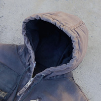 Manteau fonctionnel de créateur imprimé de logo personnalisé lavé et délavé 100% coton mini poches veste zippée surdimensionnée enduite