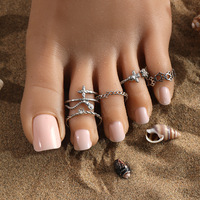 2024 nouveau pied fin anneau d'orteil ensemble en acier inoxydable réglable ouvert plage mode bijoux anneau d'orteil pour les femmes