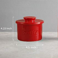 Conservation du beurre au beurre en porcelaine, plat rouge ou à beurre français avec couvercle