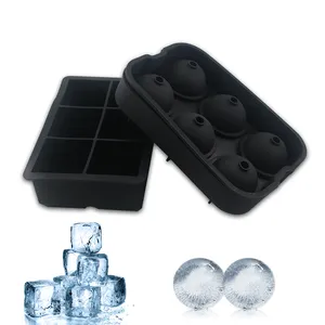 Bandeja de cubo de hielo de 6 cavidades con forma cuadrada, máquina de hielo de bolas redondas, con bandeja de silicona