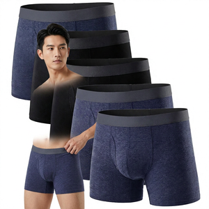Boxers Hipster Respirants Mi-Haute en Coton Écologique et Spandex, Tricotés, Teints Unis, Imprimés Personnalisés pour Hommes Adultes - Product Image 5