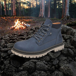 Bottes d'hiver en cuir PU faites à la main pour hommes, à lacets, montantes, antidérapantes, pour la randonnée en extérieur en automne - Product Image 2