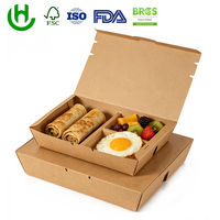 Hongchang Custom Kraft Papieren Snackdoos Met Sleufsluiting, Vetwerend, Bedrukt, Voedselverpakkingsdoos voor Afhaal- en Restaurantgebruik