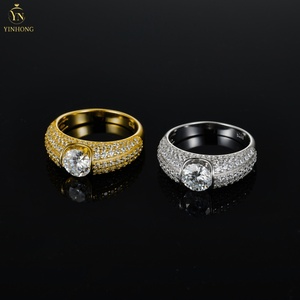 แหวนเงินแท้ S925 ประดับเพชรโมอิสซาไนต์ VVS 1-<span class=keywords><strong>2</strong></span> กะรัต แหวนเงินโมอิสซาไนต์สำหรับผู้ชาย ชุบทอง แหวนแต่งงานสำหรับผู้ชาย - Product Image 5