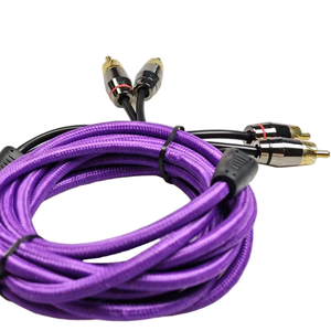 สายอะแดปเตอร์เสียงรถยนต์แบบ 2RCA สเตอริโอ RCA ชุบทอง หุ้มด้วยไนลอนถัก ป้องกันสัญญาณรบกวนสองชั้น สำหรับซับวูฟเฟอร์ - Product Image 1