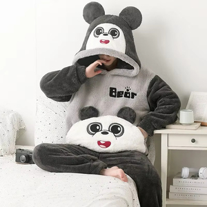 Conjuntos de <span class=keywords><strong>Pijamas</strong></span> de Invierno para <span class=keywords><strong>Hombre</strong></span>, Ropa de Dormir Gruesa, <span class=keywords><strong>Pijamas</strong></span> Suaves y Cálidos con Capucha de Dibujos Animados Kawaii para Adultos, Camisones para Mujer - Product Image 3