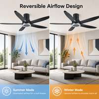 Ventilateur de plafond silencieux OEM ODM 56 pouces avec 5 pales en ABS, moteur BLDC, télécommande, noir et blanc, sans lumière, pour la maison, le bureau et la chambre.